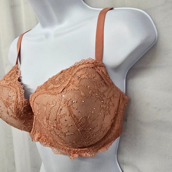 Victoria's Secret Dream Angels Demi Bra Peach Lace Glitter Fairy 34DDD - Picture 4 of 12